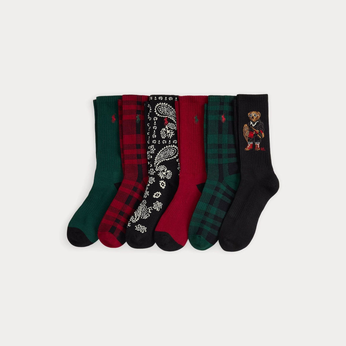 RL Polo Bear Cotton-Blend Crew Socks 6-Pack