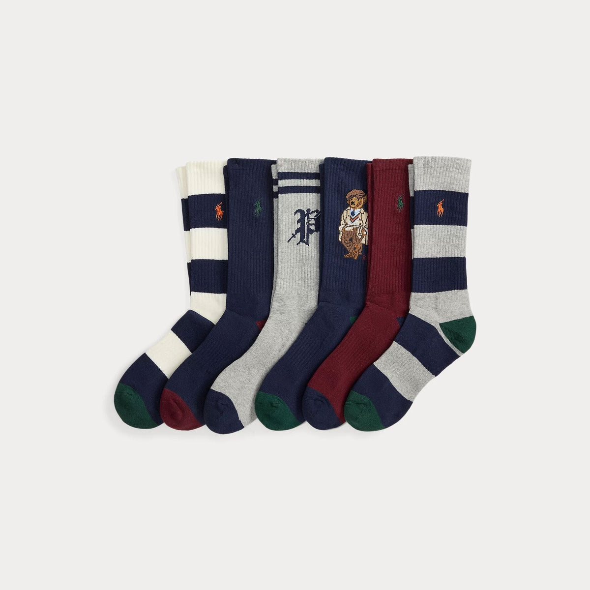 RL Polo Bear Cotton-Blend Crew Socks 6-Pack