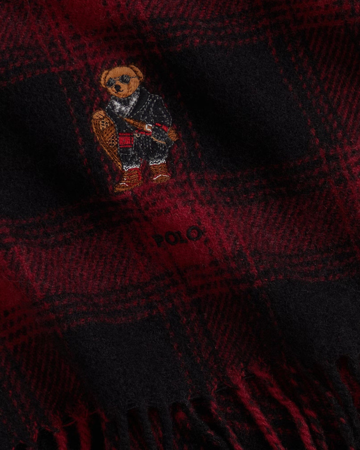 RL Polo Bear Plaid Wool Scarf