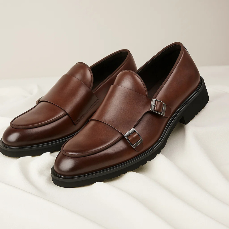 Oxford Leather Monk Strap Loafers