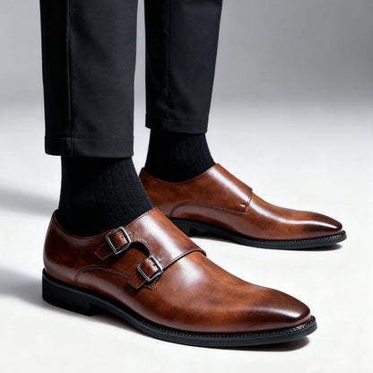 Veneto Leather Monk Strap Loafers