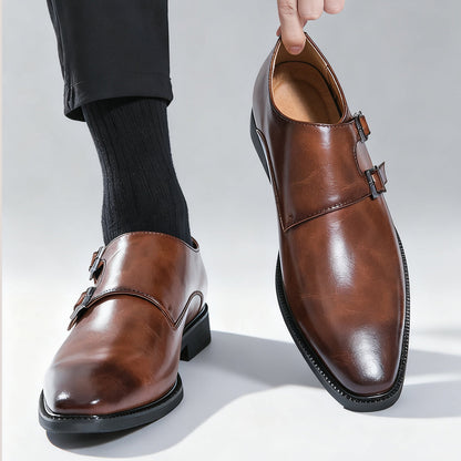 Veneto Leather Monk Strap Loafers