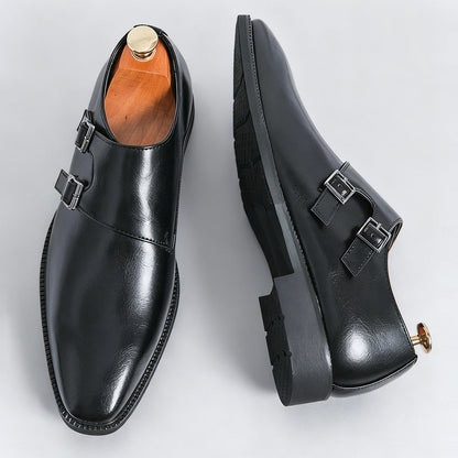 Veneto Leather Monk Strap Loafers