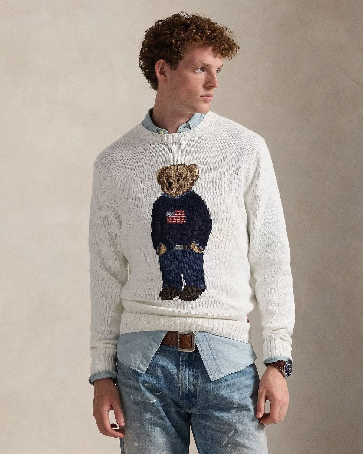 RL Polo Bear Cotton-Linen Sweater