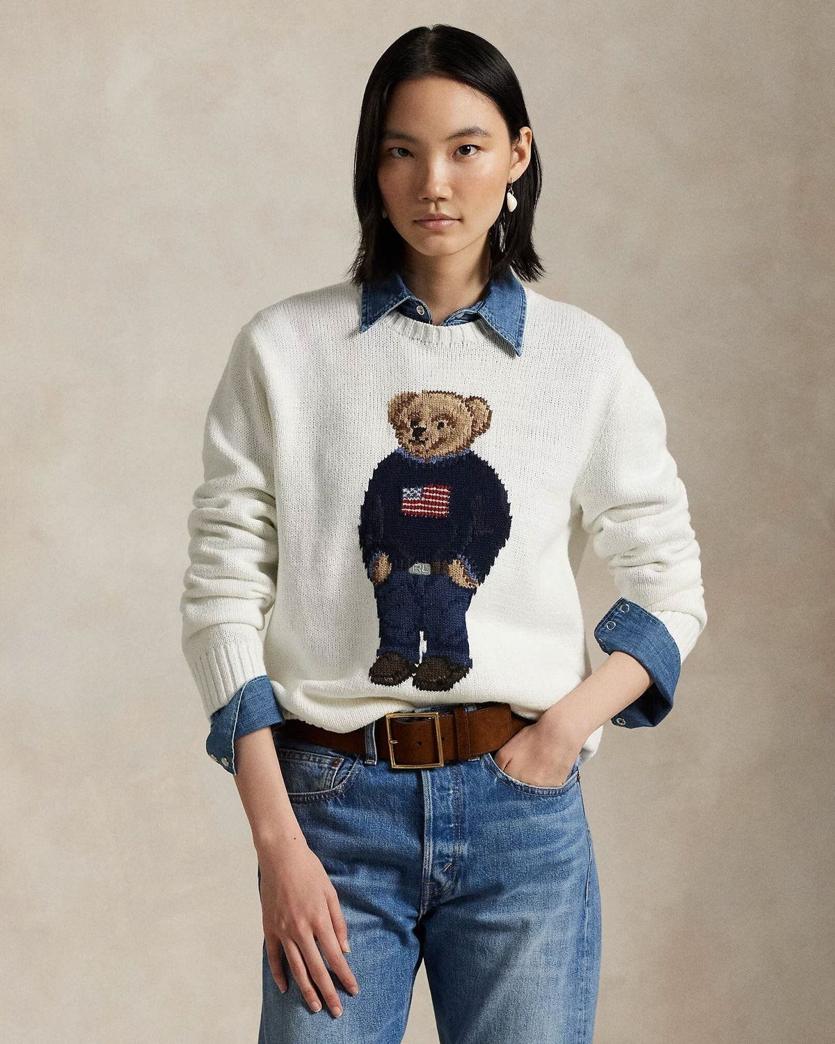 RL Polo Bear Cotton-Linen Sweater