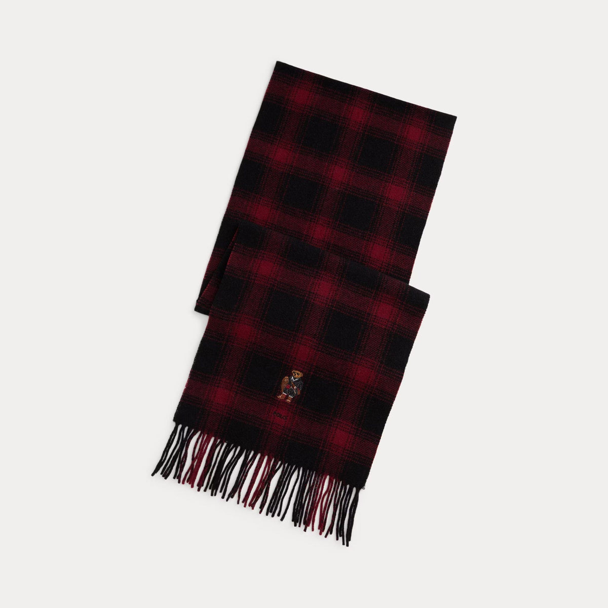 RL Polo Bear Plaid Wool Scarf