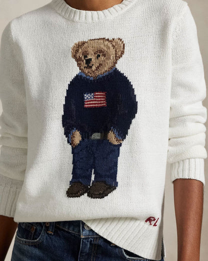 RL Polo Bear Linen-Cotton Crewneck Sweater