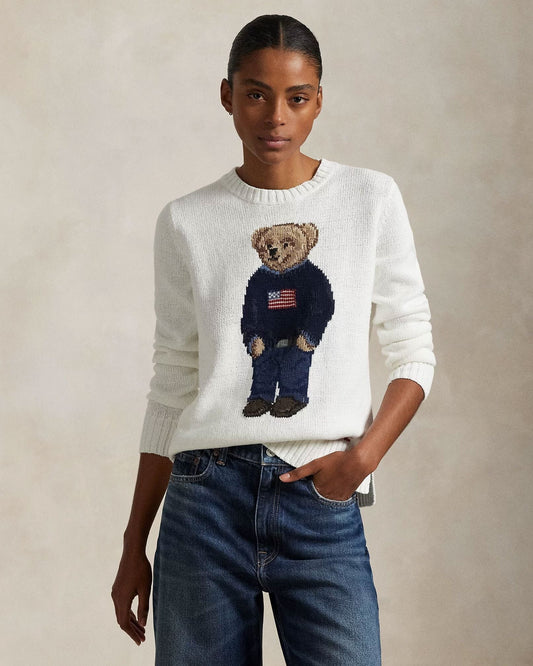 RL Polo Bear Linen-Cotton Crewneck Sweater