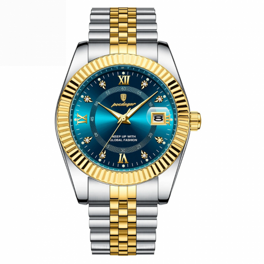 POEDAGAR GoldenStar - Reloj de 40 mm | Resistente al agua | Acero inoxidable