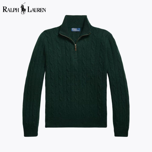 Sudadera de Cachemir con Cremallera y Punto de Trenza RL